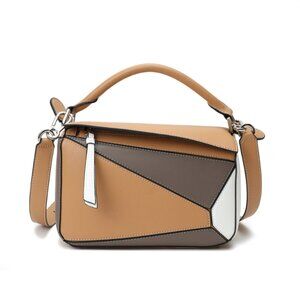 TIFFANY & FRED PARIS SMOOTH LEATHER PUZZLE CROSSBODY SHOULDER BAG KHAKI TAN